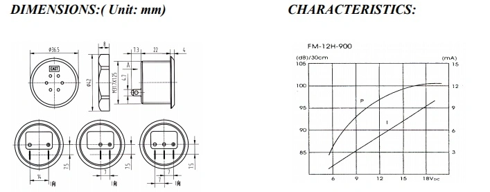 Fb-12h-900 Round Piezo Buzzer 12mm 90dB Buzzer