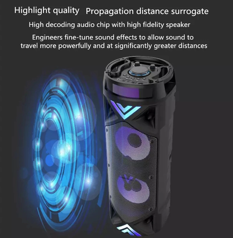 Outdoor High Power Double 6.5 Inch Subwoofer Speaker Party Box DJ Dancing Portable Big Bluetooth Speaker